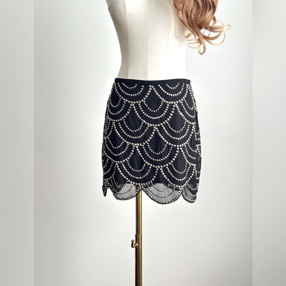 Camille La Vie Beaded Black Mini-Skirt, Size 4